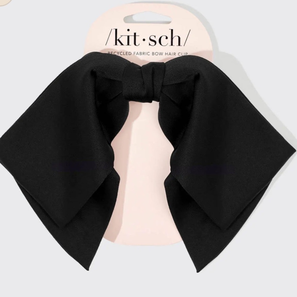Black Bow Clip Made with Recycled Fabric